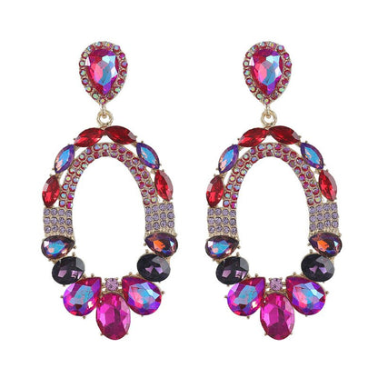 Alloy Acrylic And Glass Diamond Earrings-Jewearrings