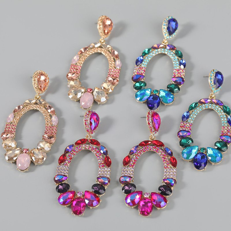 Alloy Acrylic And Glass Diamond Earrings-Jewearrings