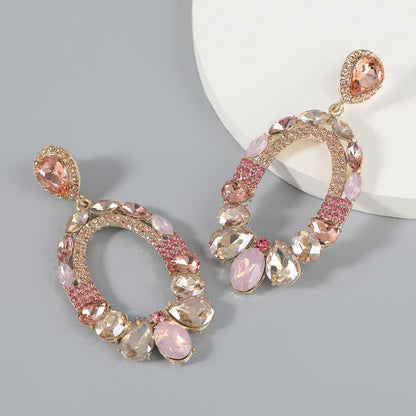 Alloy Acrylic And Glass Diamond Earrings-Jewearrings