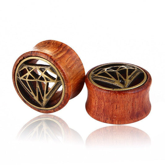 Alloy Casting Diamond Wood Stud Earrings-Jewearrings