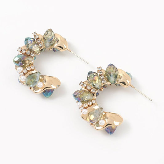 Alloy Diamond Acrylic C Shape Earrings-Jewearrings