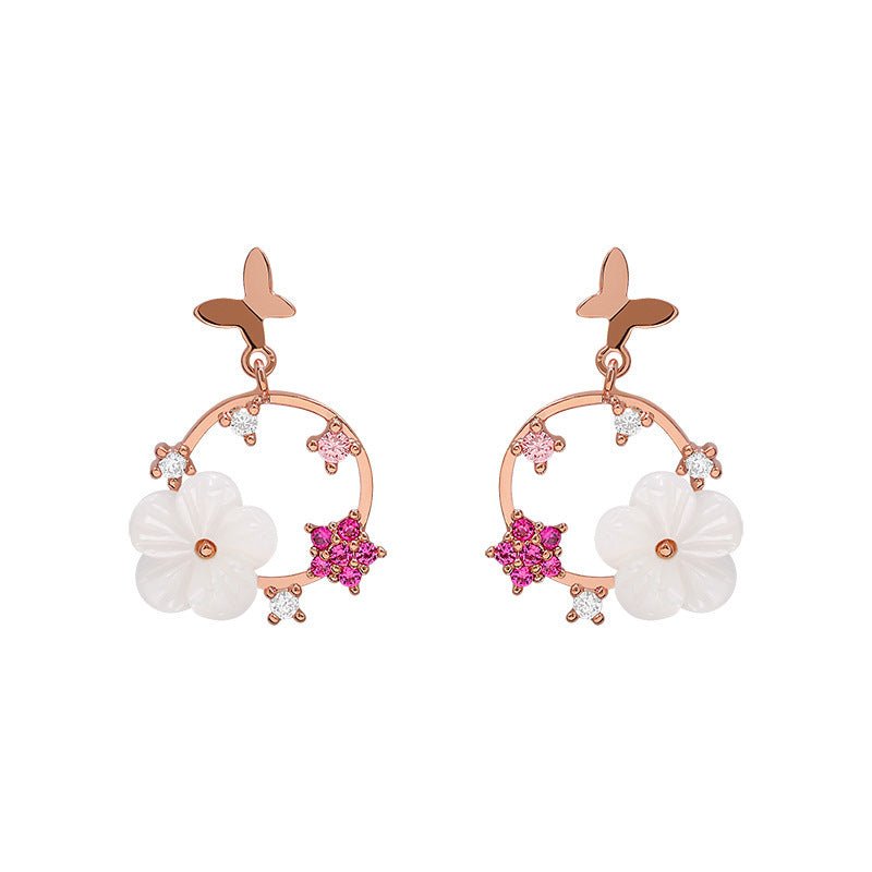 Alloy Diamond Butterfly Star Flower Stud Earrings-Jewearrings