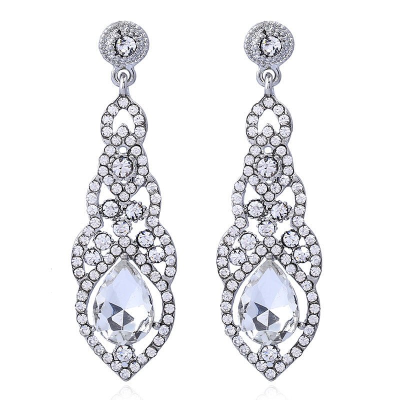 Alloy Diamond Drop Shape Pendant Stud Earrings-Jewearrings