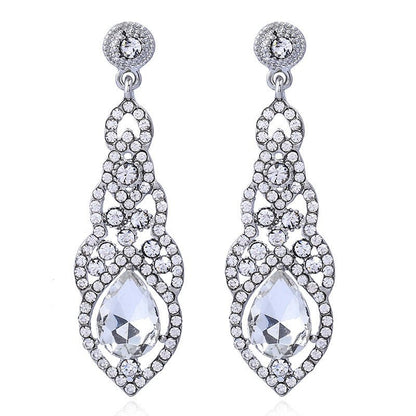 Alloy Diamond Drop Shape Pendant Stud Earrings-Jewearrings