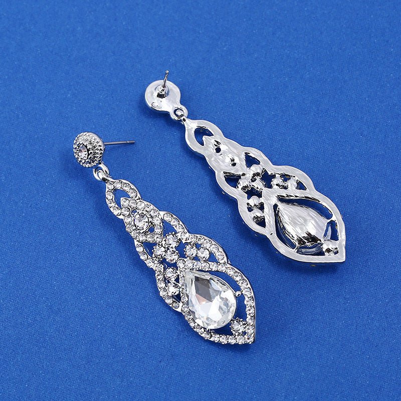 Alloy Diamond Drop Shape Pendant Stud Earrings-Jewearrings