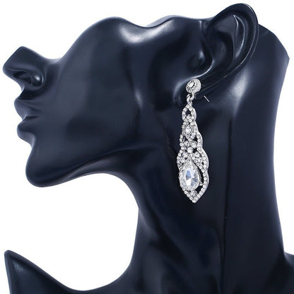 Alloy Diamond Drop Shape Pendant Stud Earrings-Jewearrings