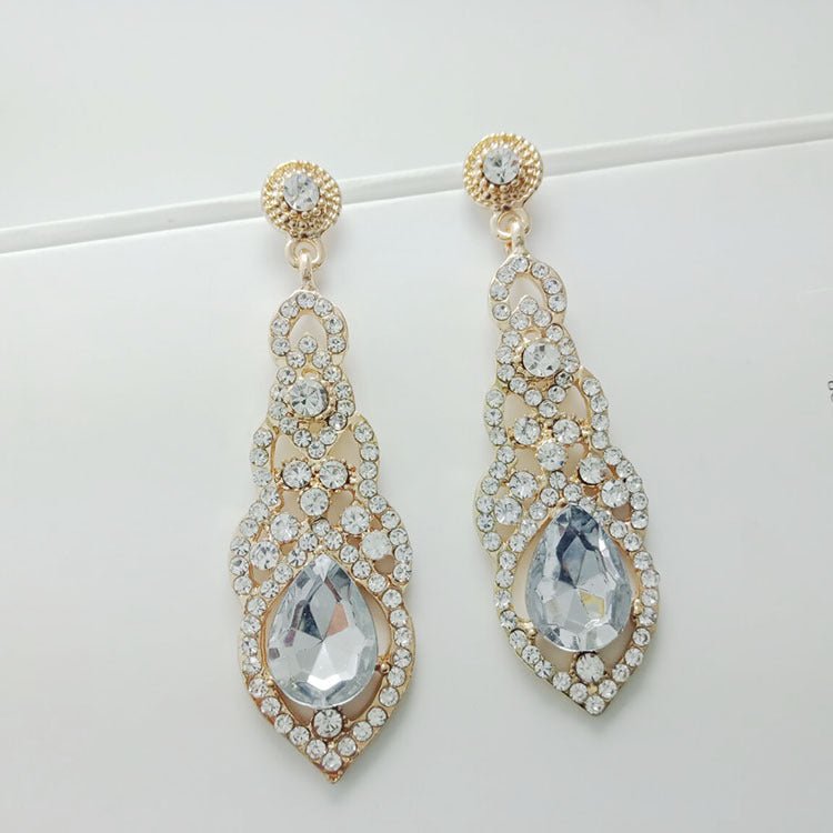 Alloy Diamond Drop Shape Pendant Stud Earrings-Jewearrings