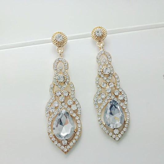 Alloy Diamond Drop Shape Pendant Stud Earrings-Jewearrings