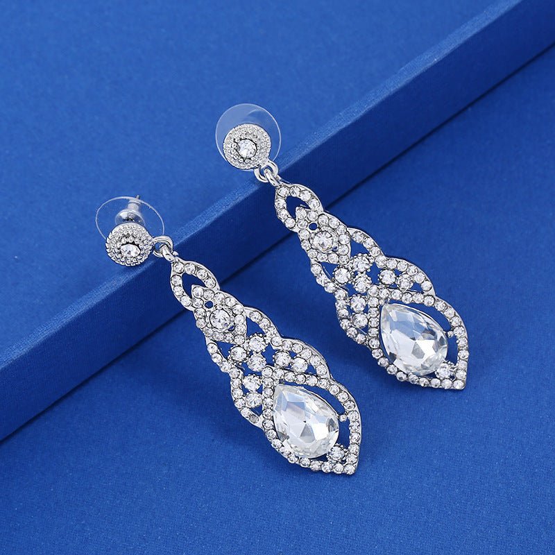 Alloy Diamond Drop Shape Pendant Stud Earrings-Jewearrings