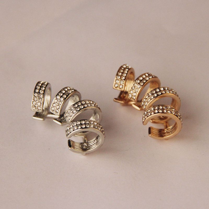 Alloy Diamond Ear Bone Clip Earrings-Jewearrings