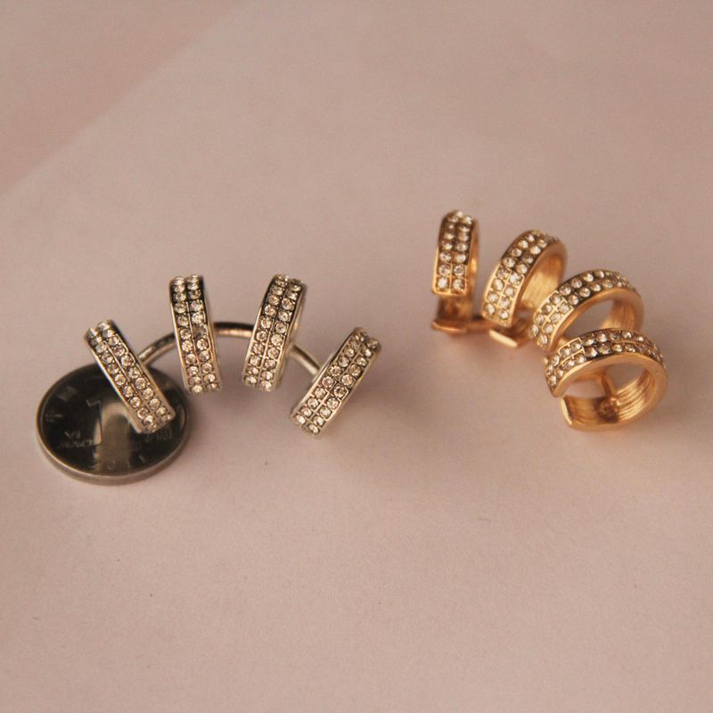 Alloy Diamond Ear Bone Clip Earrings-Jewearrings