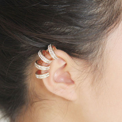 Alloy Diamond Ear Bone Clip Earrings-Jewearrings