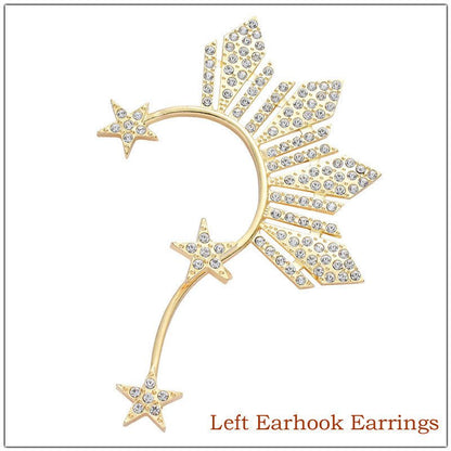 Alloy Diamond Gold Unilateral Five-pointed Star Without Pierced Earrings-Jewearrings