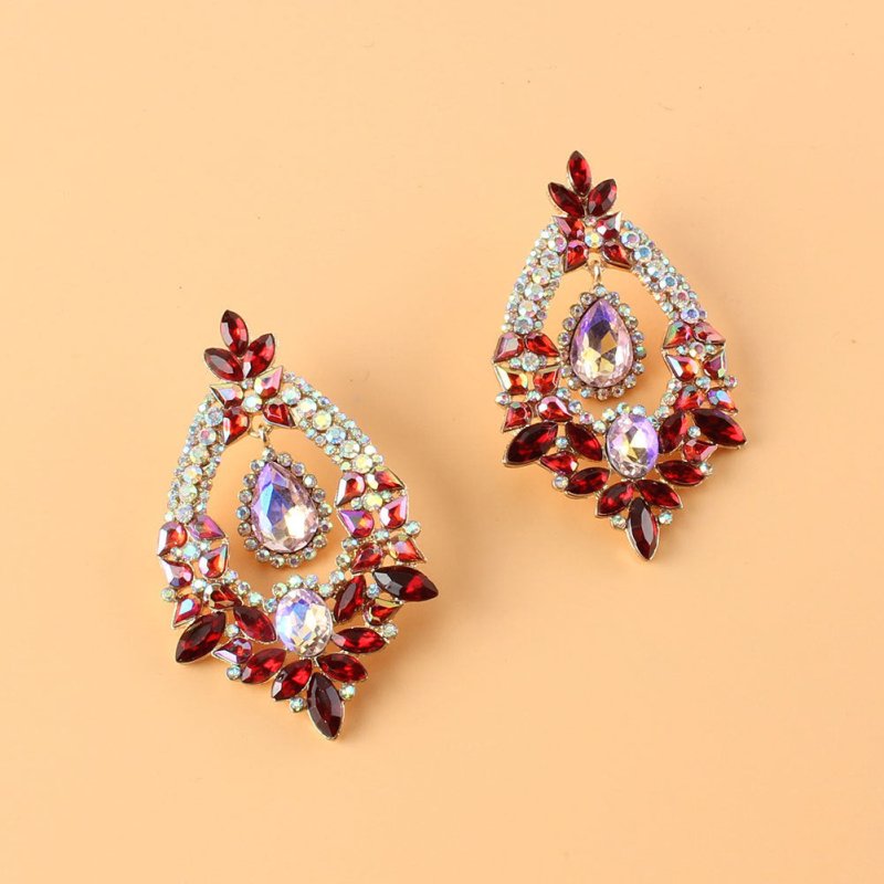 Alloy Diamond Marquise Flower Stud Women's Earrings-Jewearrings