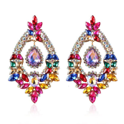 Alloy Diamond Marquise Flower Stud Women's Earrings-Jewearrings