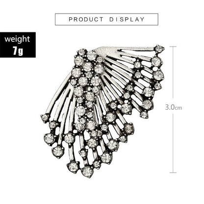 Alloy Diamond Wing Earrings Asymmetrical Multi-layer Stud Earrings-Jewearrings