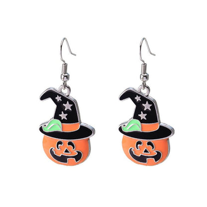 Alloy Dripping Oil Funny Pumpkin Earrings-Jewearrings