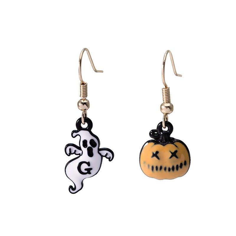 Alloy Dripping Oil Funny Pumpkin Earrings-Jewearrings