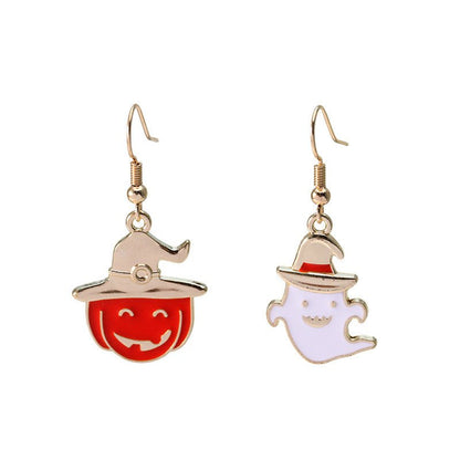 Alloy Dripping Oil Funny Pumpkin Earrings-Jewearrings