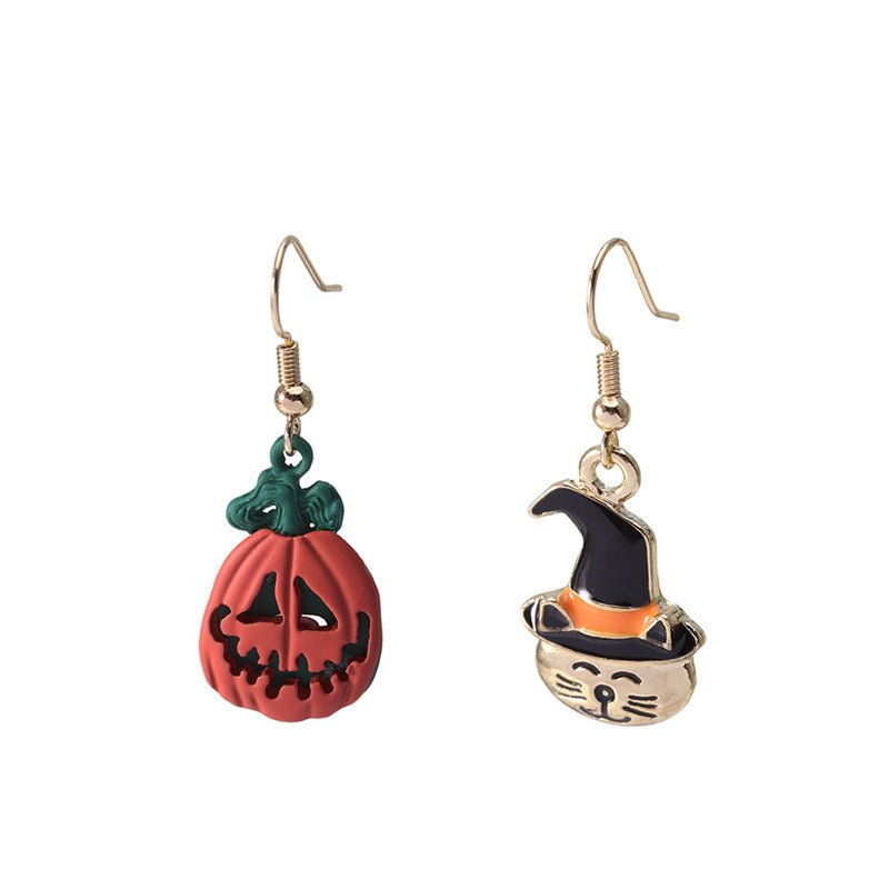 Alloy Dripping Oil Funny Pumpkin Earrings-Jewearrings