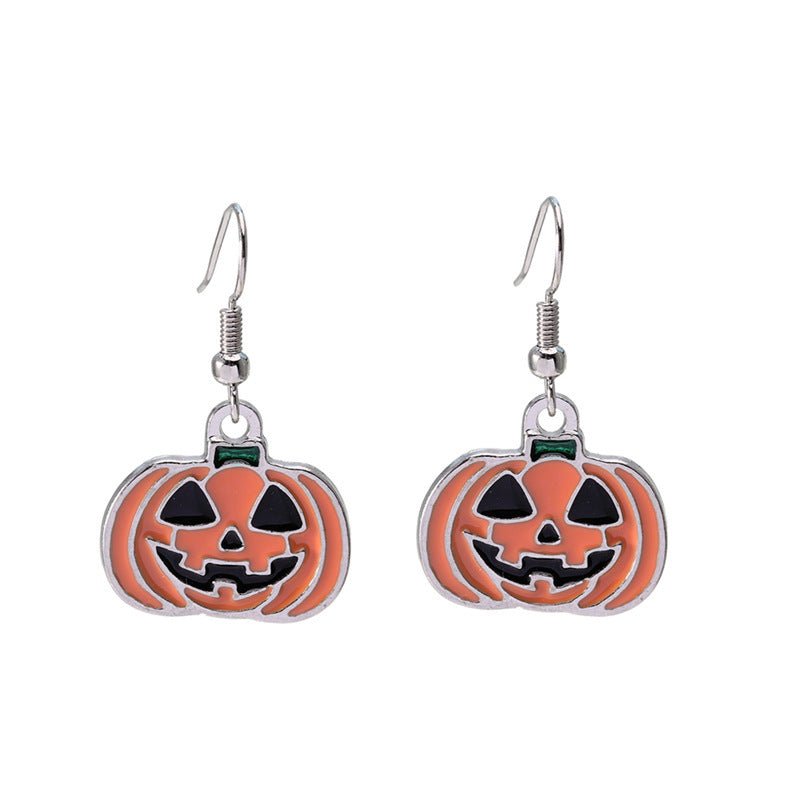 Alloy Dripping Oil Funny Pumpkin Earrings-Jewearrings