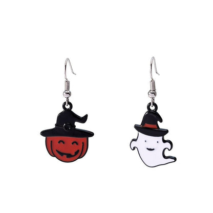 Alloy Dripping Oil Funny Pumpkin Earrings-Jewearrings