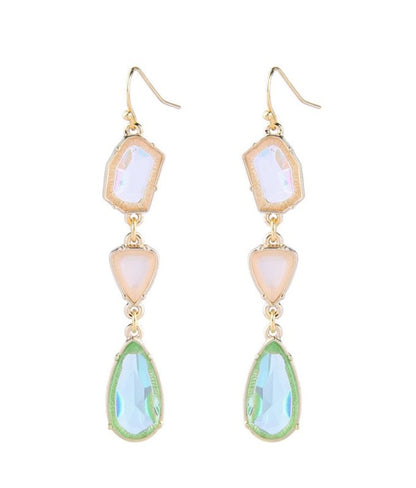 Alloy gemstone crystal drop ladies earrings simple wild European and American fashion cross-border jewelry-Jewearrings