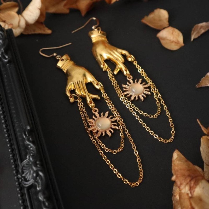 Alloy Gold Bracelet Sun Pendant Earrings-Jewearrings