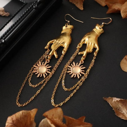 Alloy Gold Bracelet Sun Pendant Earrings-Jewearrings