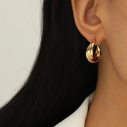 Alloy Hoop Earrings Women's Golden Noble Bohemian Trinkets-Jewearrings