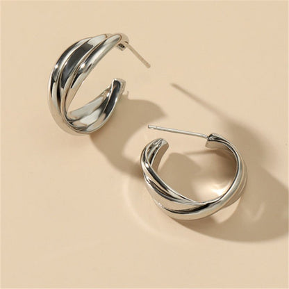 Alloy Hoop Earrings Women's Golden Noble Bohemian Trinkets-Jewearrings