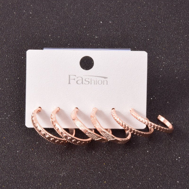 Alloy Metal Hoop Square Earrings Set-Jewearrings