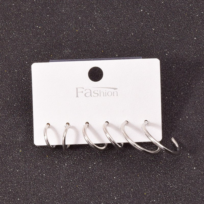 Alloy Metal Hoop Square Earrings Set-Jewearrings