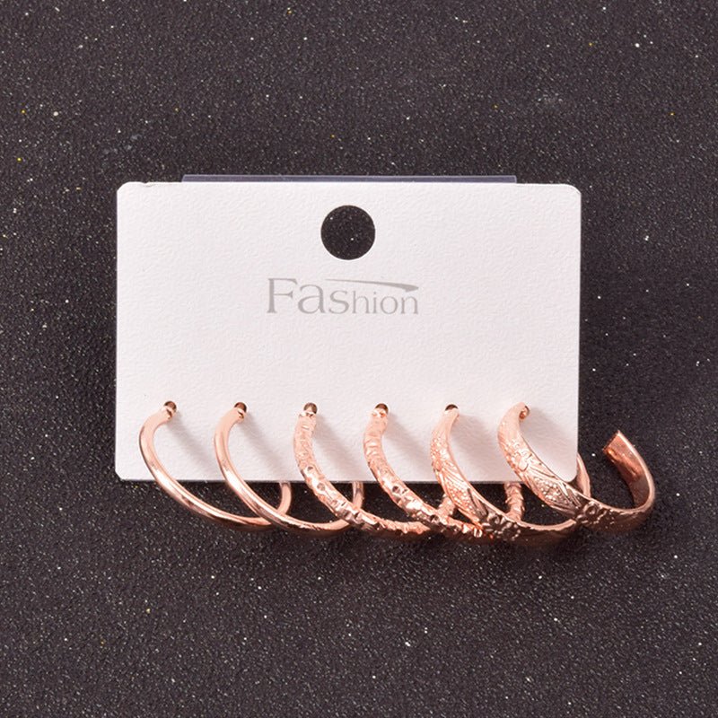 Alloy Metal Hoop Square Earrings Set-Jewearrings