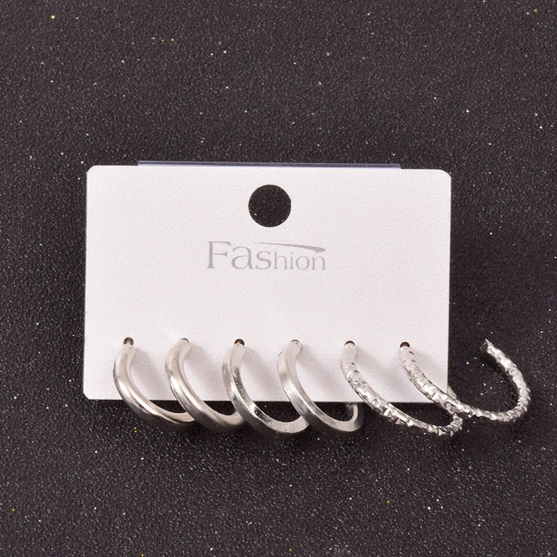 Alloy Metal Hoop Square Earrings Set-Jewearrings