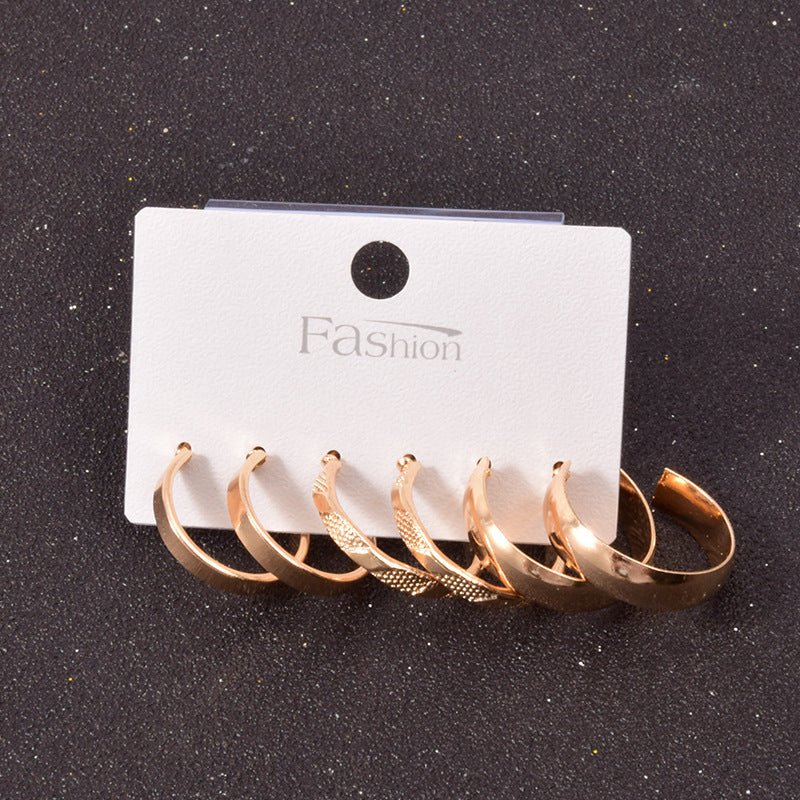 Alloy Metal Hoop Square Earrings Set-Jewearrings