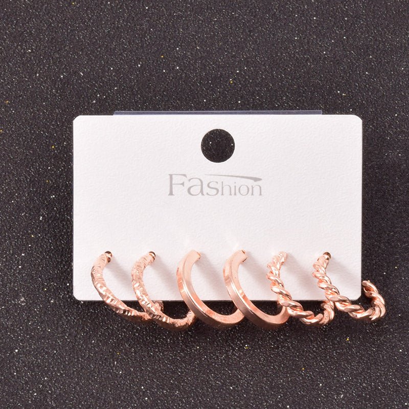 Alloy Metal Hoop Square Earrings Set-Jewearrings