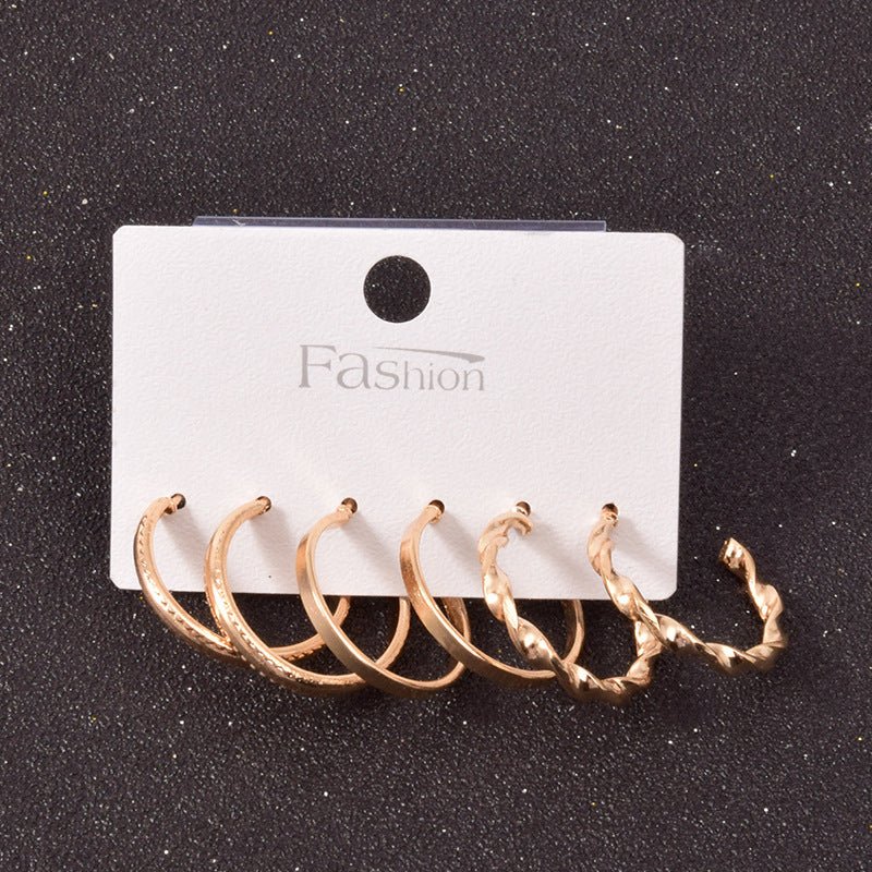 Alloy Metal Hoop Square Earrings Set-Jewearrings