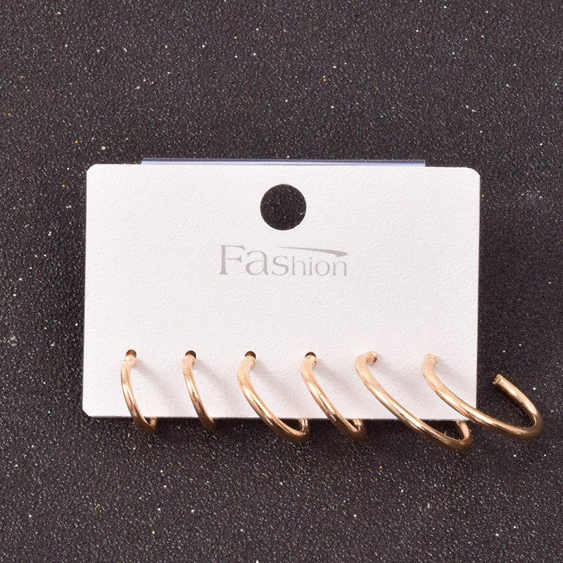 Alloy Metal Hoop Square Earrings Set-Jewearrings