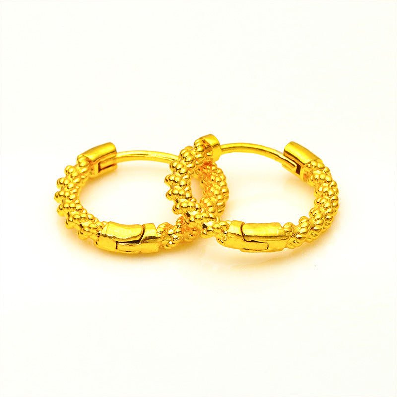 Alluvial Gold Women's Girl Pattern Hook Earrings Twist Earrings-Jewearrings