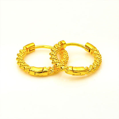 Alluvial Gold Women's Girl Pattern Hook Earrings Twist Earrings-Jewearrings