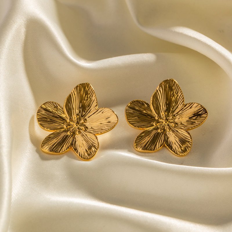 Allysa Flower Gold Earrings-Jewearrings