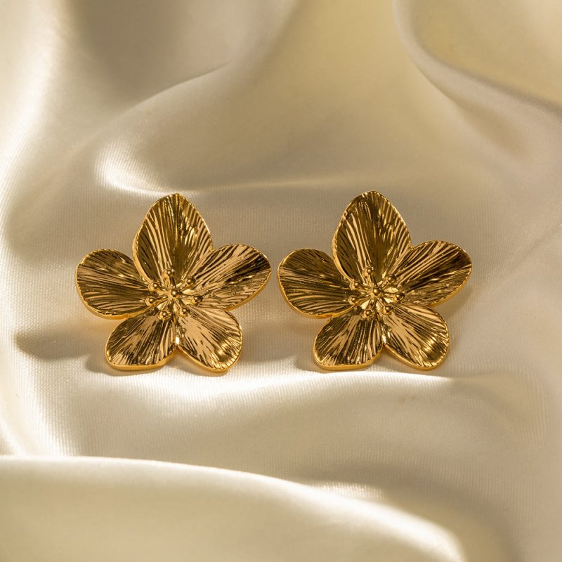 Allysa Flower Gold Earrings-Jewearrings