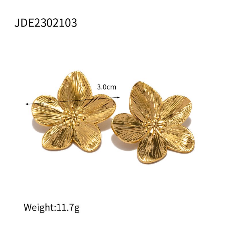 Allysa Flower Gold Earrings-Jewearrings