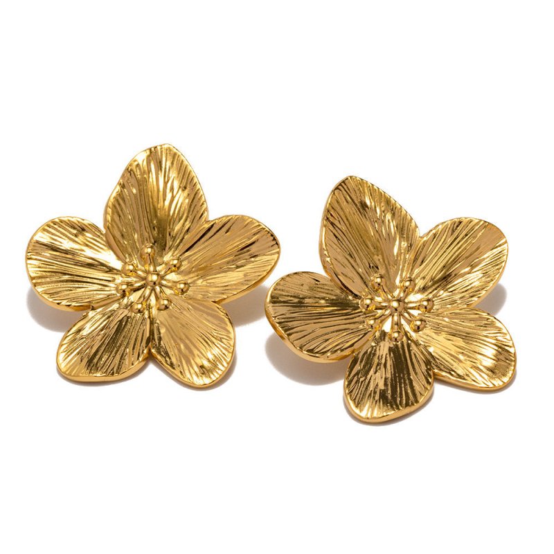 Allysa Flower Gold Earrings-Jewearrings