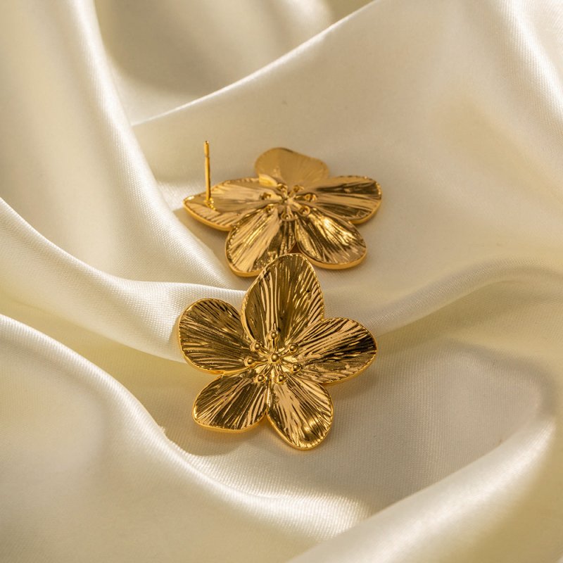 Allysa Flower Gold Earrings-Jewearrings