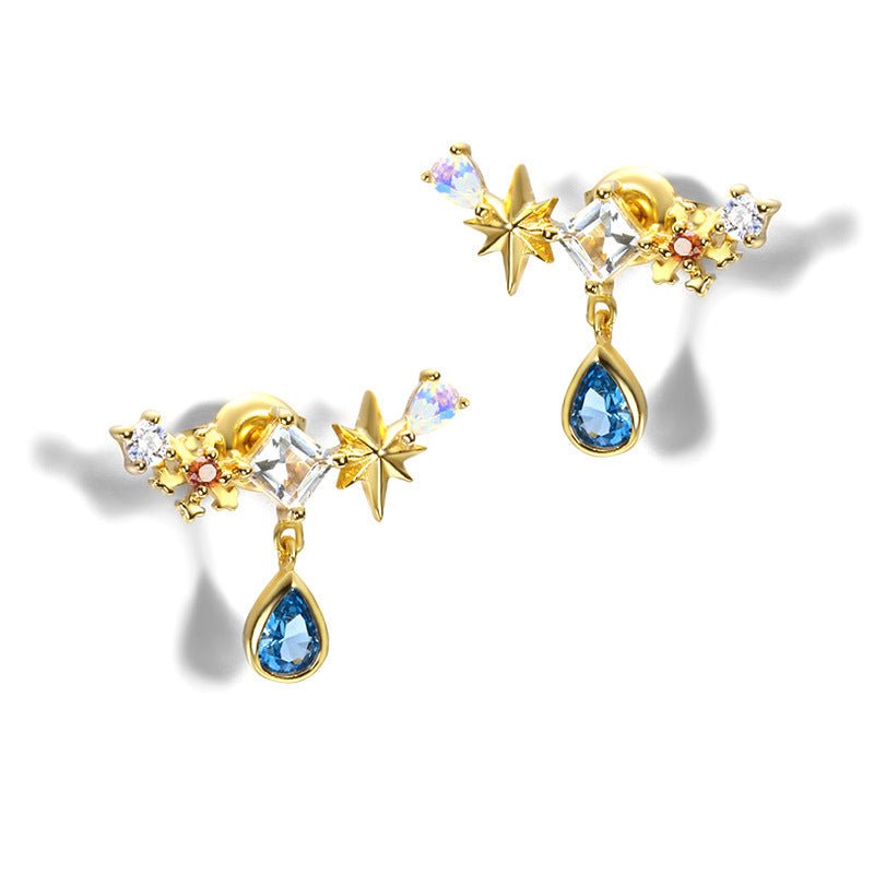 Amusement Park Blue Water Drop Earrings-Jewearrings