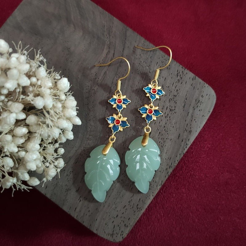 Ancient Gold-plated Enamel Painted Earrings-Jewearrings