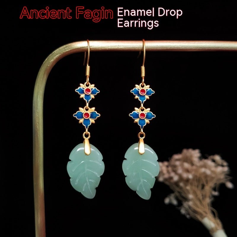 Ancient Gold-plated Enamel Painted Earrings-Jewearrings