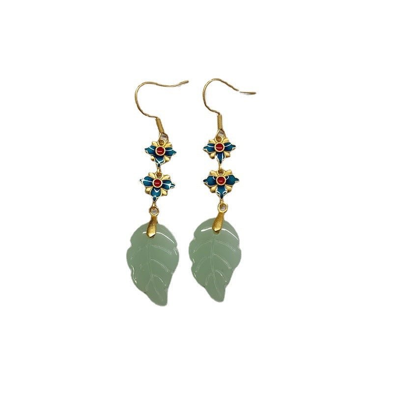 Ancient Gold-plated Enamel Painted Earrings-Jewearrings